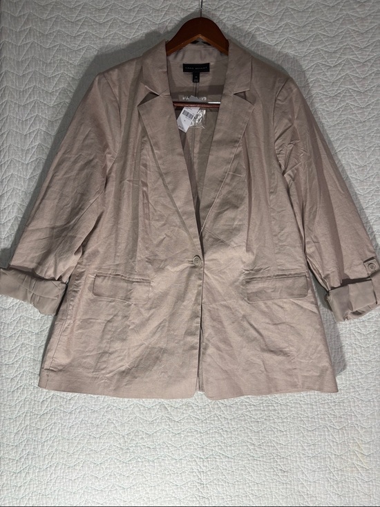 Lane Bryant Jackets & Blazers - Lane Bryant Blush Taupe Single-Button Notch Lapel Blazer Linen Blend NWT